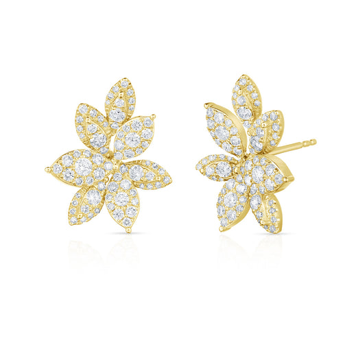 Urbaetis Pavé Diamond Flower Studs