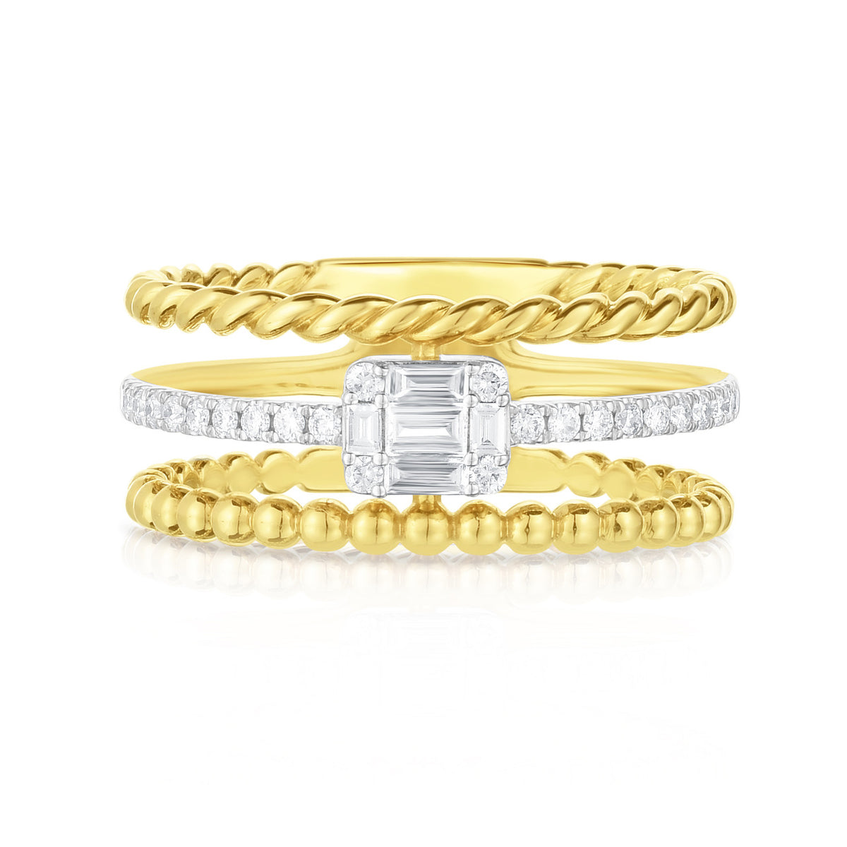 Urbaetis Emerald Illusion Diamond Textured Triple Ring