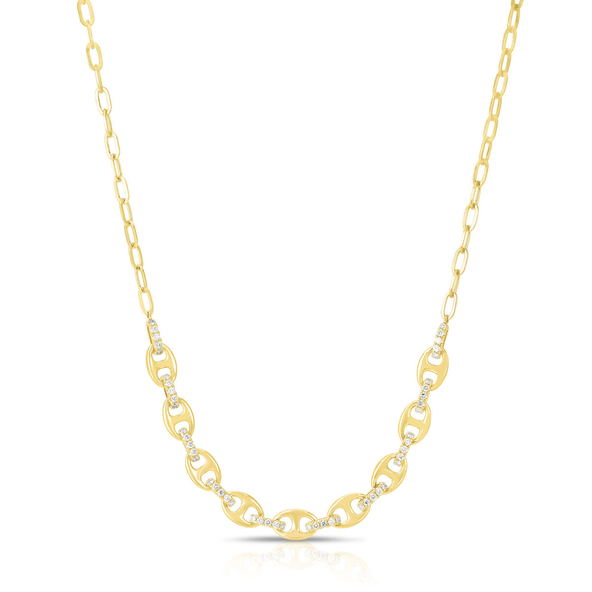 Urbaetis Puffed Mariner Necklace With Diamond links
