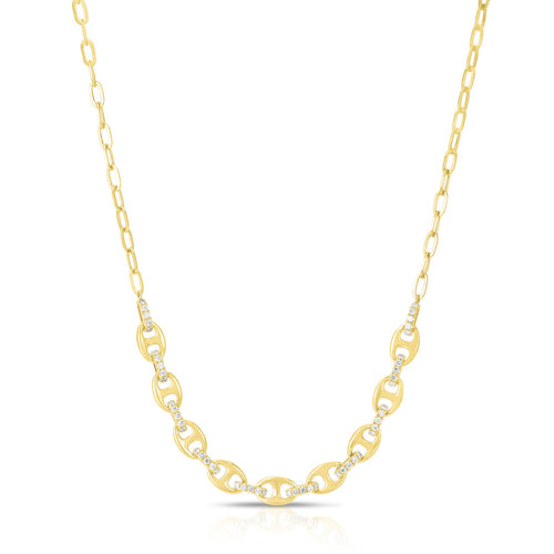 Urbaetis Puffed Mariner Necklace With Diamond links