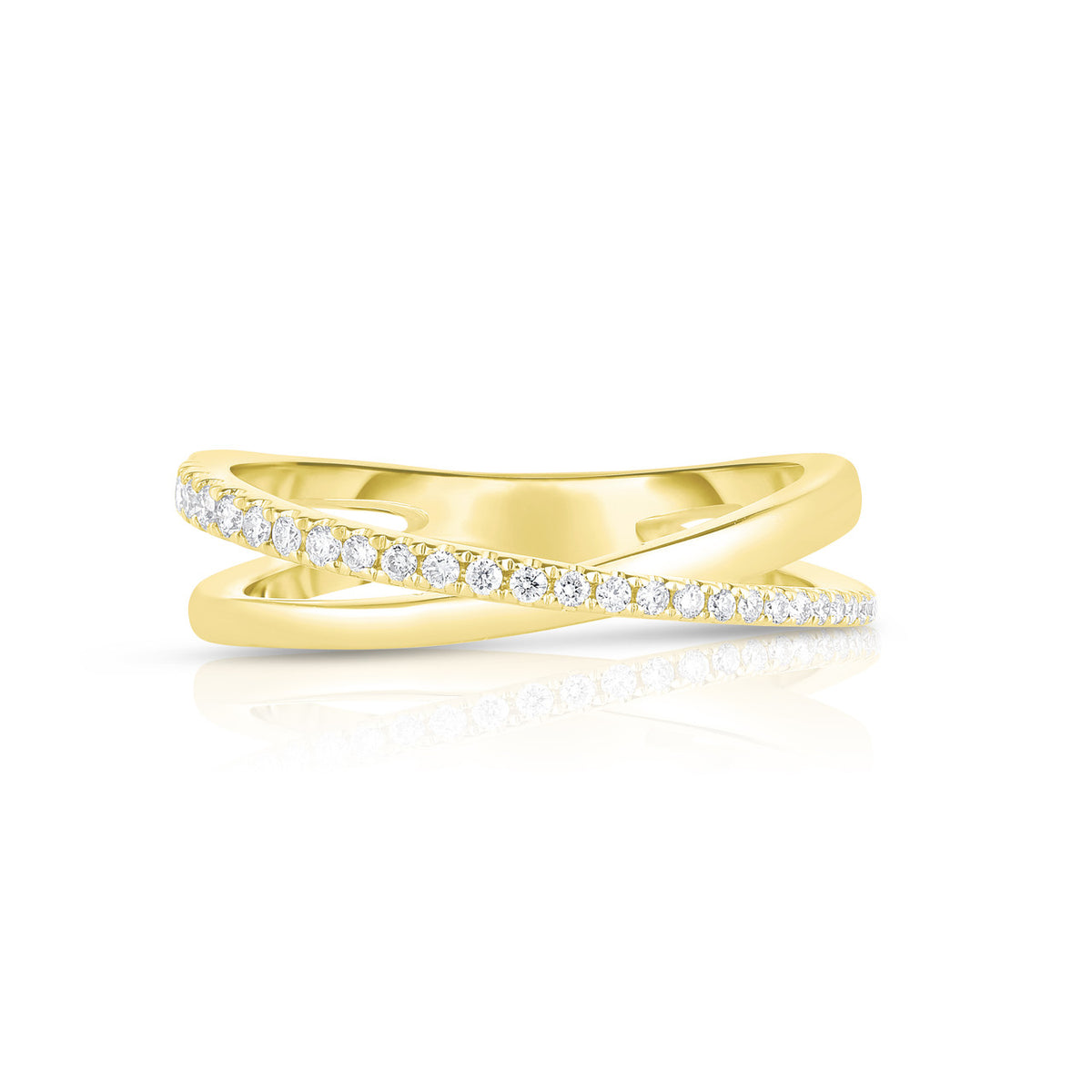 Gold and Diamond Cross Over Ring
