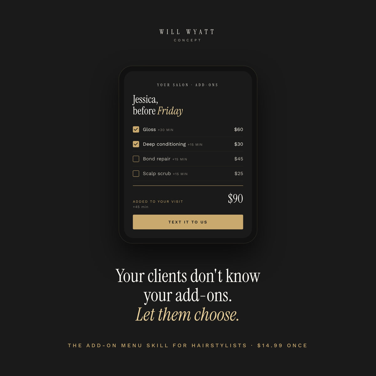 The Add-On Menu Skill for Hairstylists — Build your branded add-on menu, QR menu and client texts with Claude